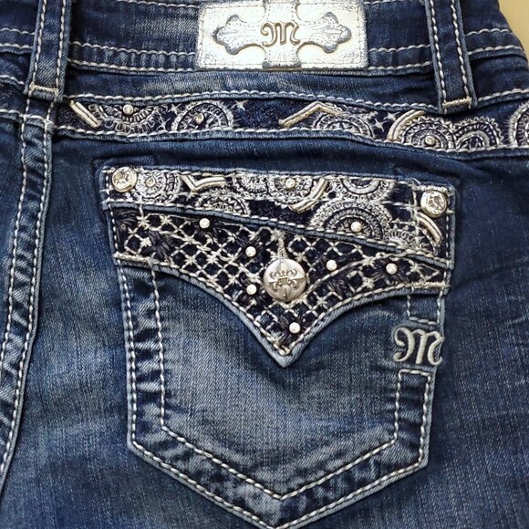 Miss Me Mid-Rise Easy Boot Y2K Bootcut Embellished Denim Jeans Size 30 - Picture 3 of 14